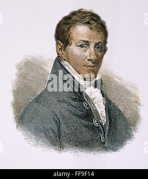 SIR Humphry Davy /n(1778-1829). Chimiste Anglais : gravure, Français, 1834. Banque D'Images