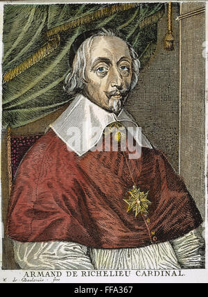 Le Cardinal de Richelieu /n(1585-1642). Armand-Jean du Plessis, duc de Richelieu. Cardinal et homme d'État français. Gravure sur cuivre, flamand, fin du 17e siècle, par Edme de Boulonois. Banque D'Images
