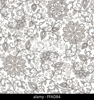Seamless vector motif floral noir et blanc Illustration de Vecteur