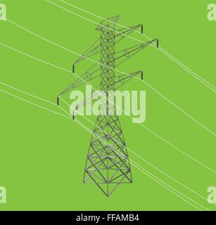 Haute puissance de la ligne de tension isométrique Illustration de Vecteur