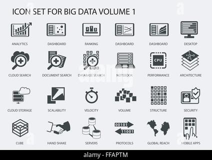 Vector icon set big data en modèle plat Illustration de Vecteur
