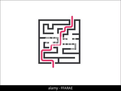 Surmonter les défis et obstacles. Illustration Vecteur de labyrinthe labyrinthe / rouge avec courbe de croissance. Illustration de Vecteur