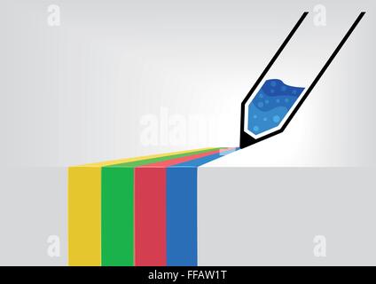 Vector illustration de dessin stylo lignes colorées en modèle plat Illustration de Vecteur