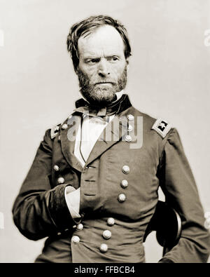 Portrait du major-général William T. Sherman, officier de l'armée fédérale. Galerie d'Art Photographique National Brady, Washington, D.C., photographe. Photographié entre 1860 et 1865. Banque D'Images