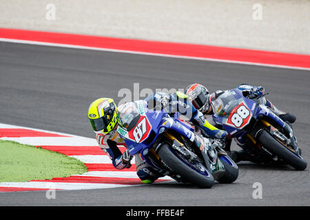 Misano Adriatico, Italie - 20 juin 2015 : Yamaha YZF R1 du Team Trasimeno, entraîné par Luca Marconi Banque D'Images