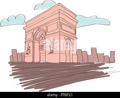 Arc de triomphe - Paris - France. Vector illustration pour la revue ou journal Illustration de Vecteur