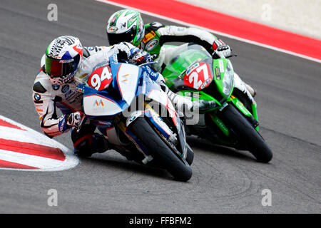 Misano Adriatico, Italie - 20 juin 2015 : BMW S1000 RR du Team ASPI LUSSIANA, tiré par Matthieu Banque D'Images