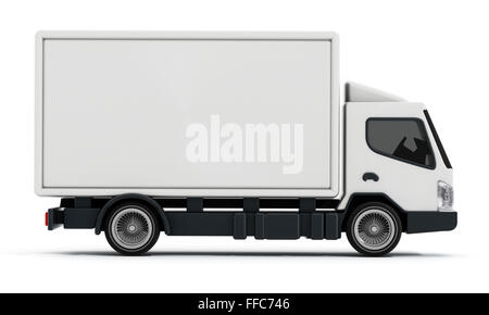 Blanc livraison camion ou van transport isolé sur fond blanc Banque D'Images