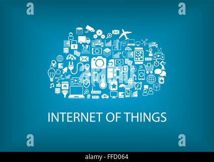 Internet des objets (IoT) grâce au cloud computing concept Illustration de Vecteur