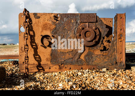 Un treuil sur la plage de dormeur. Banque D'Images