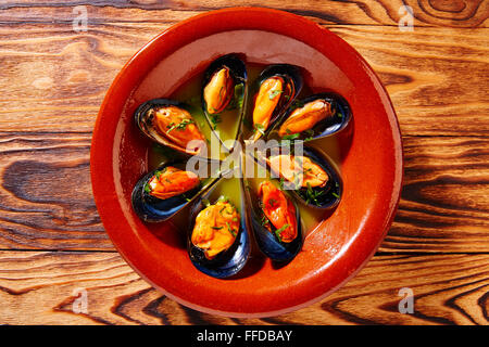 Tapas moules moules vapeur vapeur al de l'Espagne Banque D'Images