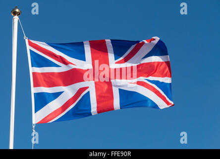 UK Union Jack Flag de Grande-Bretagne dans le vent. Banque D'Images