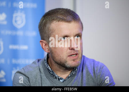 Christoph Buhler est officiellement dévoilé comme Huddersfield Town de neuf l'entraîneur adjoint, aux côtés de David Wagner lors d'une conférence de presse au Banque D'Images