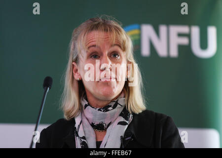 Minette Batters, Vice-président de l'Union nationale des agriculteurs du Nord, prend la parole lors de la Conférence 2016 de boeuf et de moutons. Banque D'Images