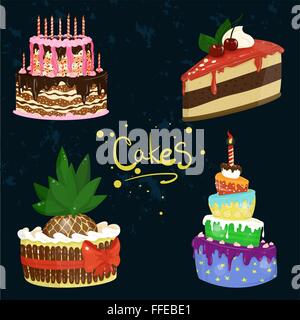 Jeu de gâteaux colorés design vector illustration Illustration de Vecteur