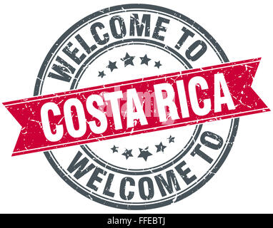 Bienvenue au Costa Rica rouge rond vintage stamp Banque D'Images