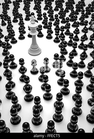 Chess king entouré / 3D render des pièces d'échecs Banque D'Images