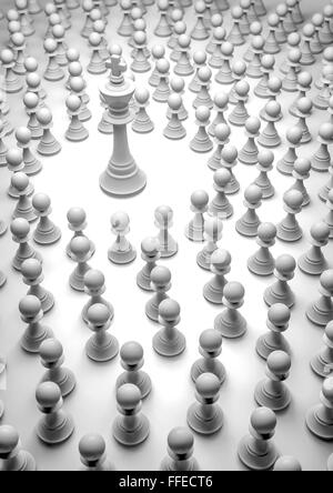 Chess king entouré / 3D render des pièces d'échecs Banque D'Images