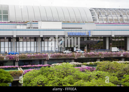 Le Terminal 1 de l'aéroport Changi de Singapour, Banque D'Images