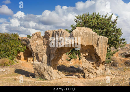 Rock formation près de Tombes des rois, Paphos, Chypre Banque D'Images