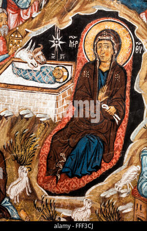 Fresque byzantine (12ème siècle), Église des Saints Joachim et Anne, Kaliana, Troodos, Chypre Banque D'Images