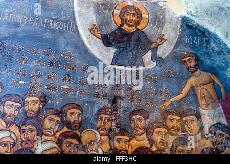 Fresque byzantine avec quarante Martyrs de sébaste, l'église dans les montagnes de Troodos, à Chypre Banque D'Images