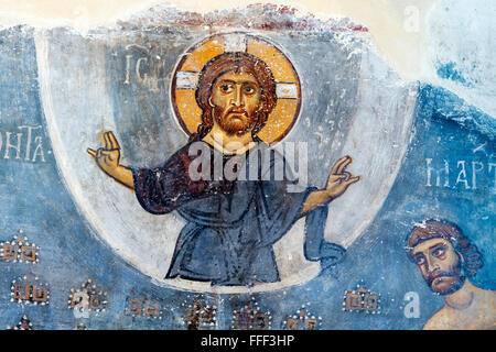 Fresque byzantine avec quarante Martyrs de sébaste, l'église dans les montagnes de Troodos, à Chypre Banque D'Images