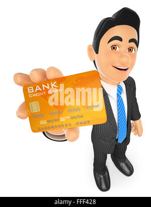 Les gens d'affaires. 3d'affaires avec une carte de crédit. isolé sur fond blanc. Banque D'Images