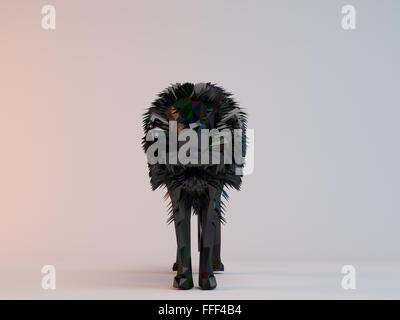 3D noir poly faible à l'intérieur d'un stade de l'animal blanc avec une haute qualité de rendu pour être utilisé comme un logo, médaille, symbole, emblème, forme Banque D'Images