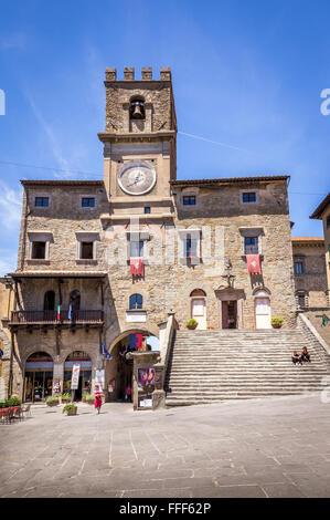 CORTONA, IYALY - le 26 juin 2015 : le Palazzo Comunale bâtiment historique en toscane Cortona ville, Italie Banque D'Images