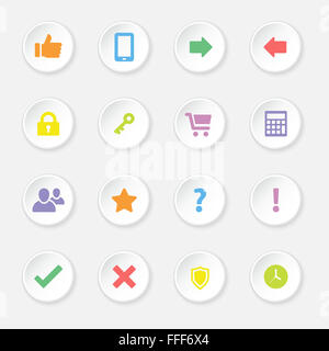 [JPEG] colorful web icon set 2 sur le cercle blanc bouton avec soft shadow Banque D'Images