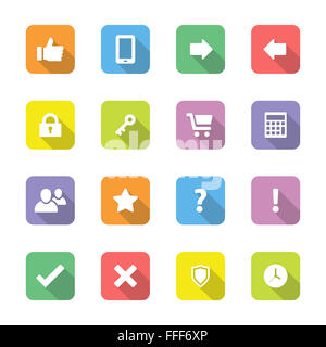 [JPEG] colorful web icon set sur 2 avec ombre portée de rectangle arrondi Banque D'Images