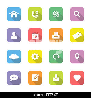 [JPEG] colorful web icon set sur 1 avec ombre portée de rectangle arrondi Banque D'Images