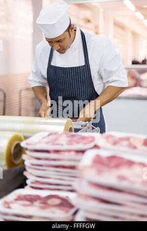 L'âge moyen de la viande de boucherie boucherie rétractable Banque D'Images