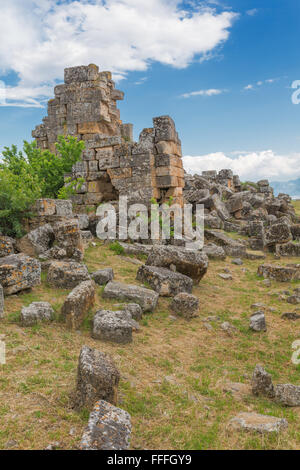 Ruines de la cité antique de Hiérapolis, Pamukkale, province de Denizli, Turquie Banque D'Images