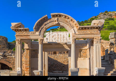 Temple d'Hadrien, ruines d'Ephèse, Selcuk, Izmir, Turquie Province Banque D'Images