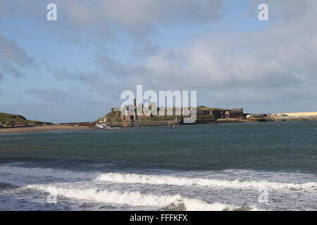 Château de Peel et Peel Bay, Peel, Ile de Man Banque D'Images