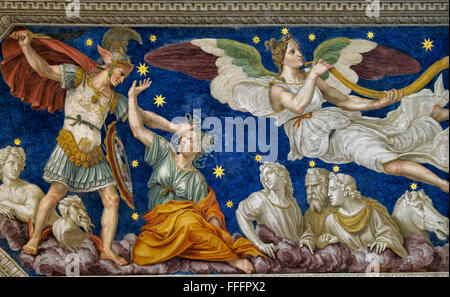 Fresco et détails ornementaux de la villa Farnesina. Rome, Italie Banque D'Images