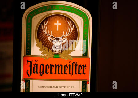 Markenname : 'Jaegermeister", décembre 2013, Berlin. Banque D'Images