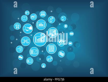 L'analyse des Big Data concept d'arrière-plan. Les cercles bleus et bulles comme illustration. Illustration de Vecteur