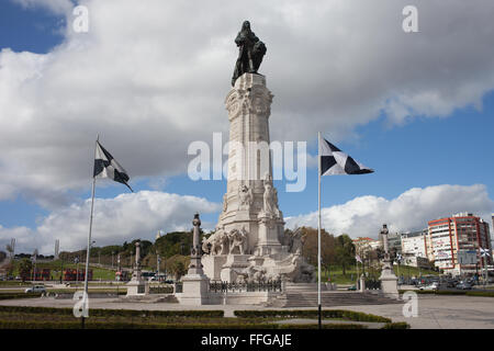 Le Portugal, ville de Lisbonne, Praça do Marques de Pombal avec monument aux Marquis de Pombal Banque D'Images