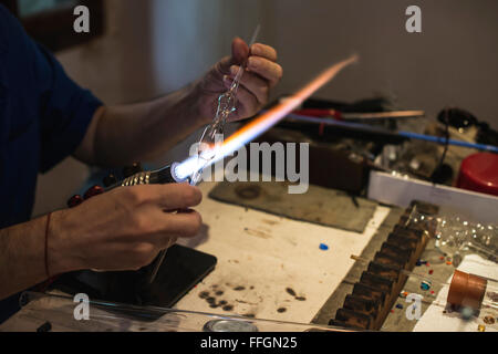 Fabrication du verre manuel ware Banque D'Images