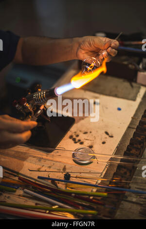 Fabrication du verre manuel ware Banque D'Images