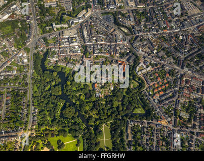 Vue aérienne, Moers centre avec remparts et château, Moers, la Ruhr, Nordrhein-Westfalen, Allemagne, Europe, antenne Banque D'Images