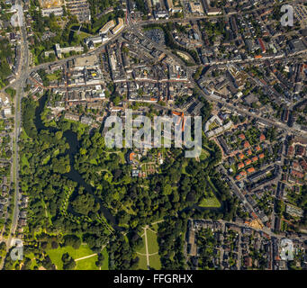 Vue aérienne, Moers centre avec remparts et château, Moers, la Ruhr, Nordrhein-Westfalen, Allemagne, Europe, antenne Banque D'Images