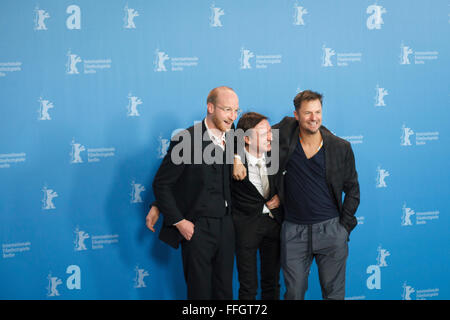 Berlin, Allemagne. Feb 13, 2016. Conférence de presse du film 'Kater | Tomcat' à Berlinale 2016, Klaus Händl, Philipp Hochmair, Lukas Turtur,Gerald Kerkletz Scrinzi, Joana, Antonin Svoboda Crédit : Odeta Catana/Alamy Live News Banque D'Images