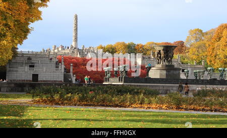 Un jour d'automne dans le parc Vigeland à Oslo, Norvège Banque D'Images