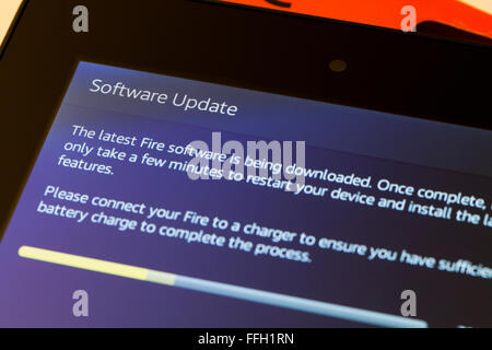 Amazon Fire tablet mise à jour du logiciel système, l'écran d'installation - USA Banque D'Images