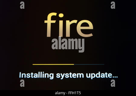 Amazon Fire tablet mise à jour du logiciel système, l'écran d'installation - USA Banque D'Images