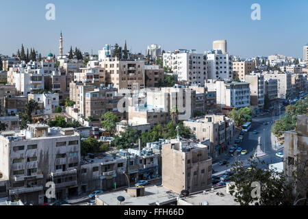Vue sur les toits de la ville de la vieille ville d'Amman, Royaume hachémite de Jordanie, Moyen-Orient. Banque D'Images